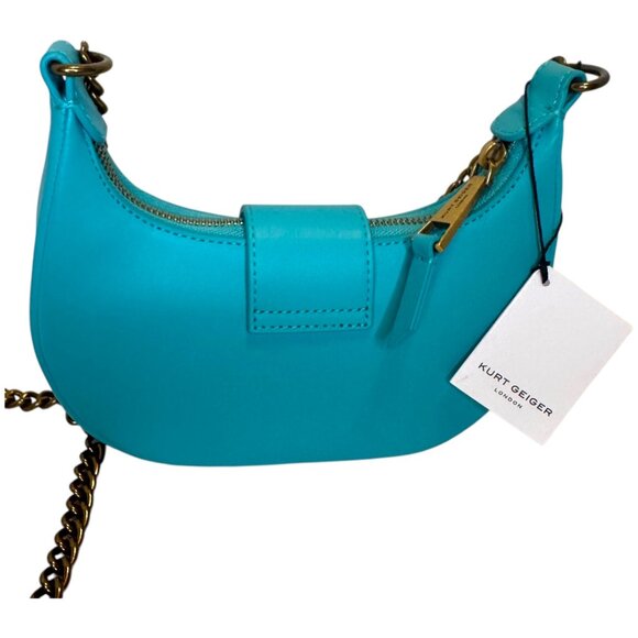 Kurt Geiger London Small Leather Chelsea Hobo Crossbody bag in Turquoise/Teal - Picture 4 of 8